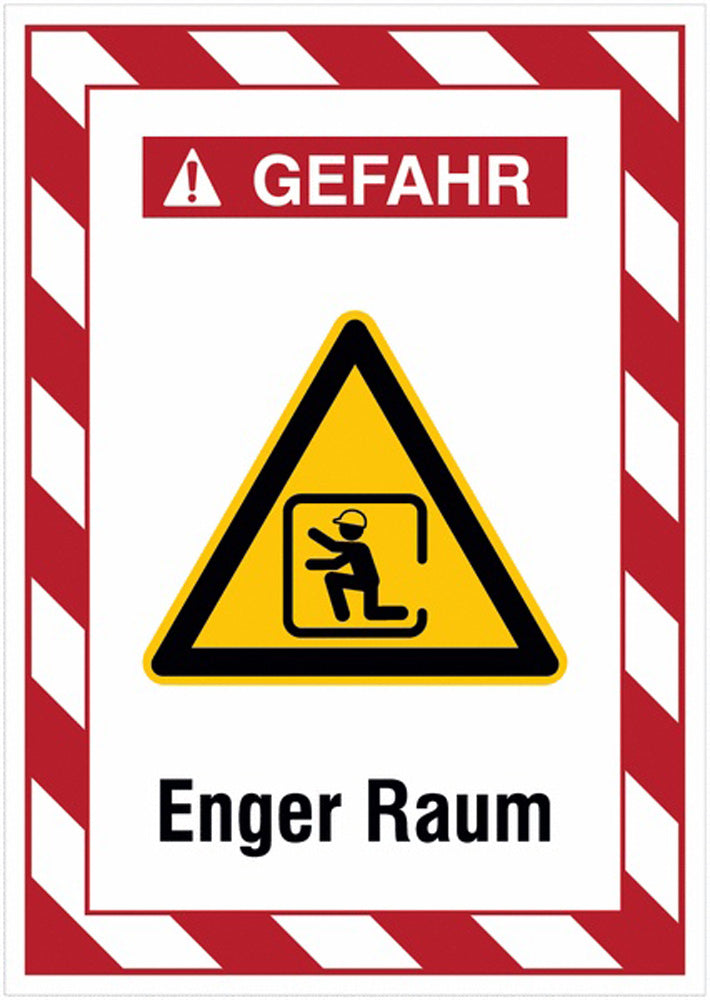GLOBAL CARTELLO SEGNALETICO - Enger Raum - Kombi-Gefahrenschilder mit Signalrahmen, - Adesivo Extra Resistente, Pannello in Forex, Pannello In Alluminio