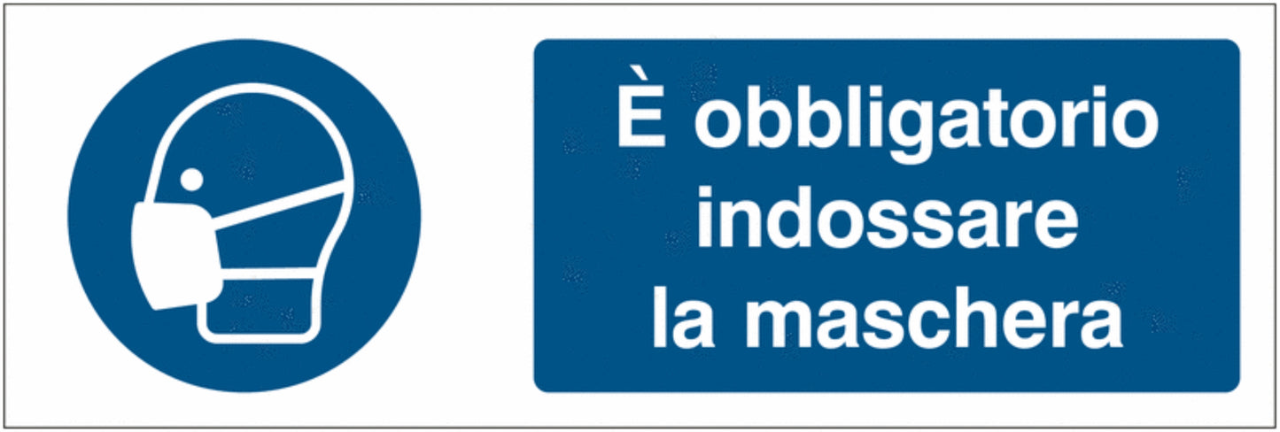 GLOBAL CARTELLO SEGNALETICO UNI - È obbligatorio indossare la maschera - Adesivo Extra Resistente, Pannello in Forex, Pannello In Alluminio