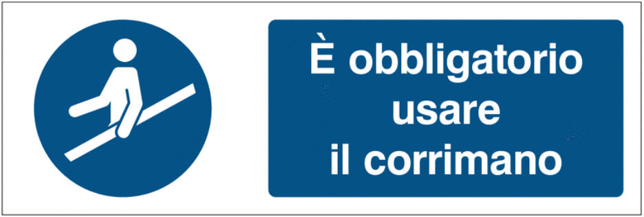 GLOBAL CARTELLO SEGNALETICO UNI - È obbligatorio usare il corrimano - Adesivo Extra Resistente, Pannello in Forex, Pannello In Alluminio