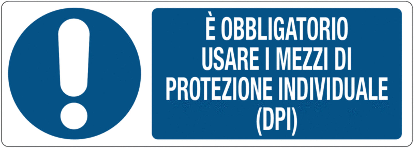 GLOBAL CARTELLO SEGNALETICO UNI - È obbligatorio usare i mezzi di protezione individuale (DPI) - Adesivo Extra Resistente, Pannello in Forex, Pannello In Alluminio