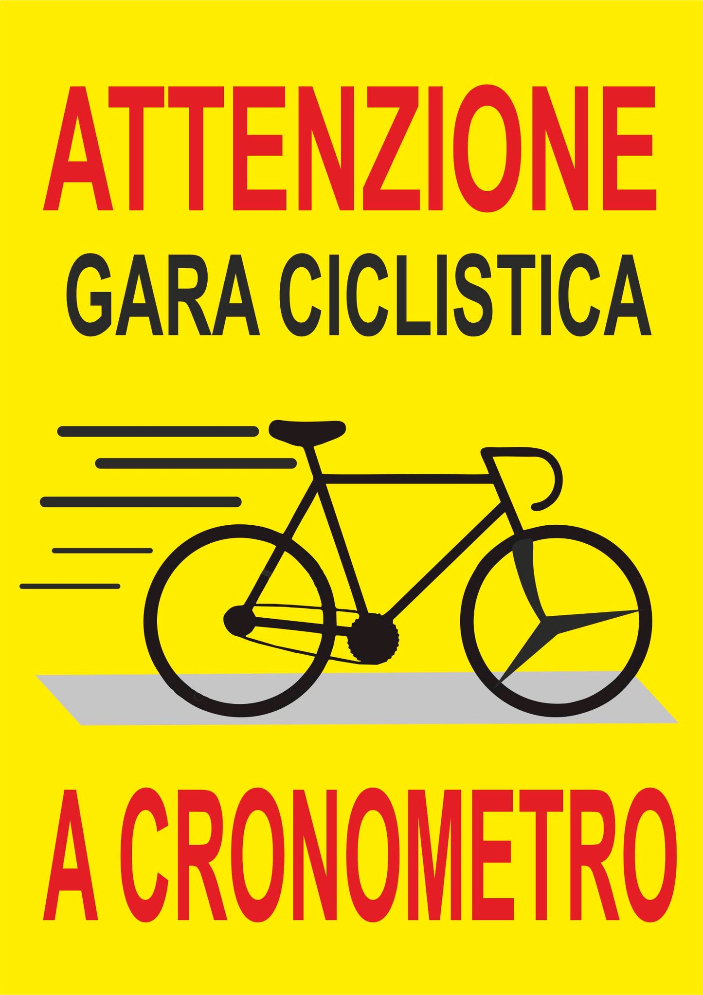 GLOBAL CARTELLO SEGNALETICO - GARA A CRONOMETRO - Adesivo Extra Resistente, Pannello in Forex, Pannello In Alluminio