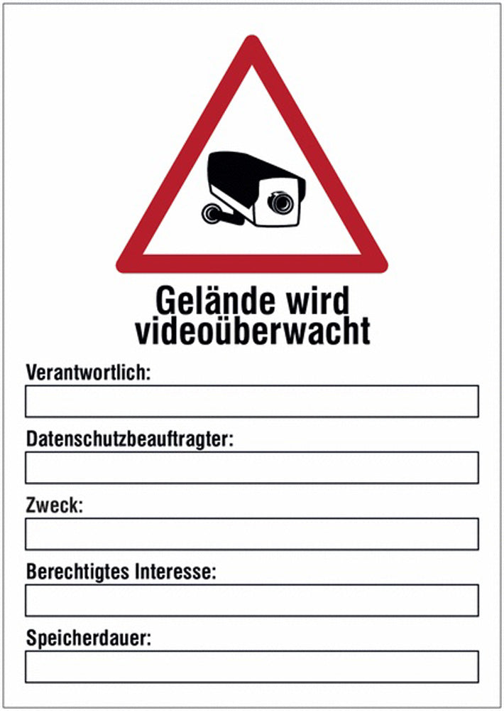GLOBAL CARTELLO SEGNALETICO - Gelände wird videoüberwacht - Adesivo Extra Resistente, Pannello in Forex, Pannello In Alluminio