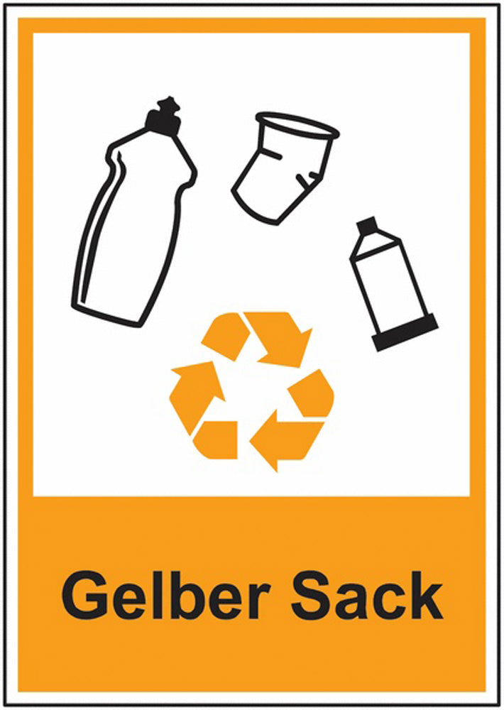 GLOBAL CARTELLO SEGNALETICO - Gelber Sack - Adesivo Extra Resistente, Pannello in Forex, Pannello In Alluminio