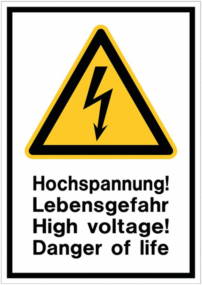 GLOBAL CARTELLO SEGNALETICO - Hochspannung! High voltage! - Adesivo Extra Resistente, Pannello in Forex, Pannello In Alluminio