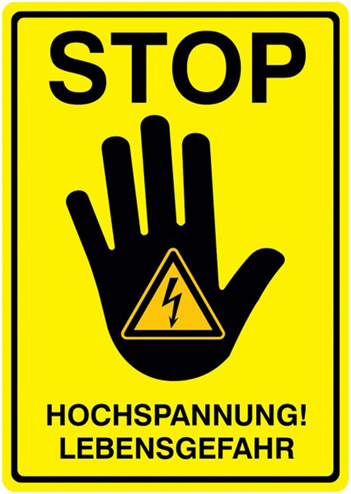 GLOBAL CARTELLO SEGNALETICO - Hochspannung! Lebensgefahr - STOP - Adesivo Extra Resistente, Pannello in Forex, Pannello In Alluminio