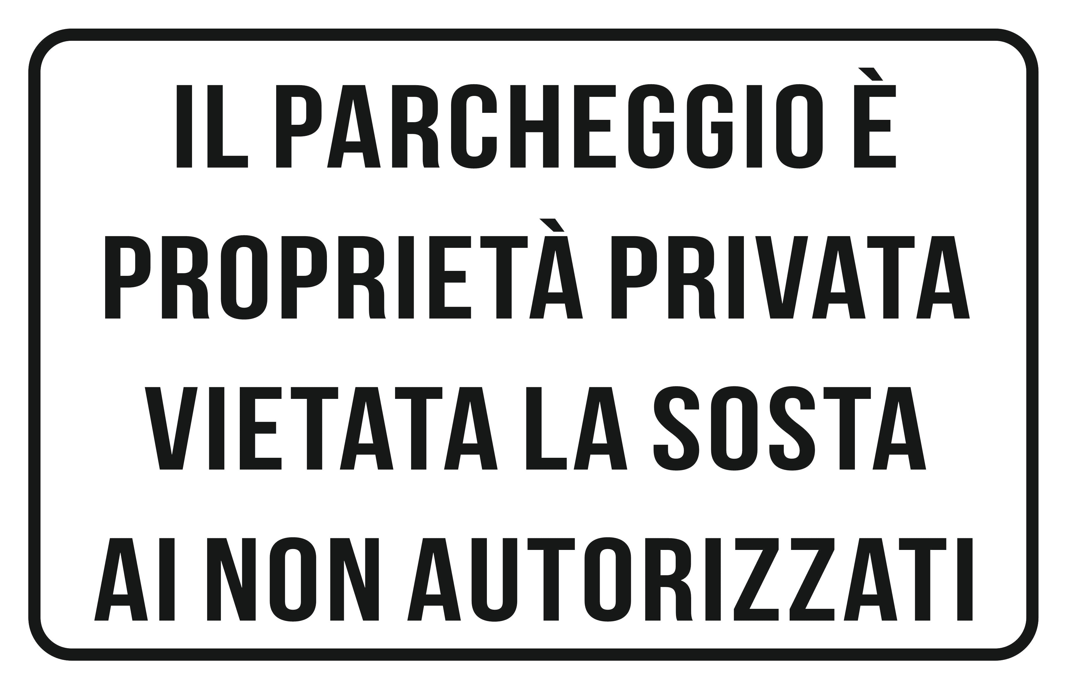 Cartello Parcheggio Privato Vietato Ai Non Autorizzati - 40x10 Cm - Targa In Plastica Resistente Per Esterno Con Pittogramma - Parcheggio Riservato - Divieto Di Sosta Per Garage E Proprietà Private