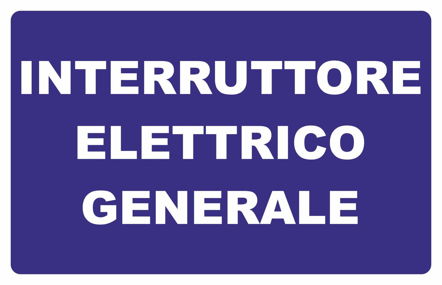 GLOBAL CARTELLO SEGNALETICO - INTERRUTTORE ELETTRICO GENERALE FONDO BLU - Adesivo Extra Resistente, Pannello in Forex, Pannello In Alluminio