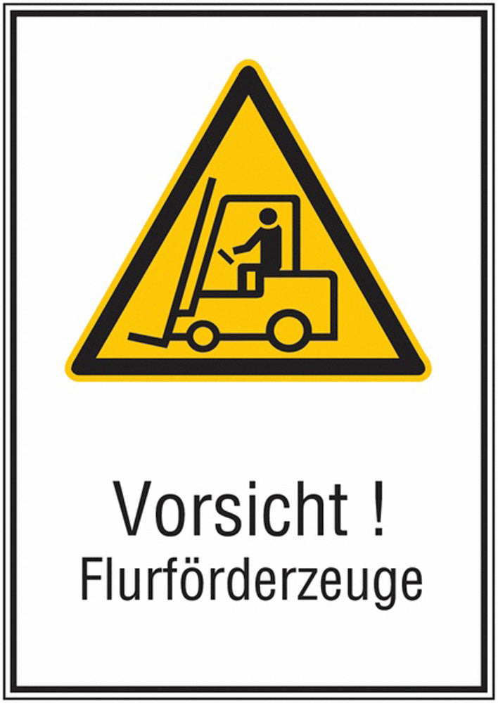 GLOBAL CARTELLO SEGNALETICO - Kombi-Warnschilder Vorsicht! Flurförderzeuge - Adesivo Extra Resistente, Pannello in Forex, Pannello In Alluminio