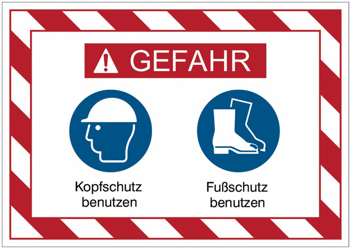 GLOBAL CARTELLO SEGNALETICO - Kopfschutz benutzen - Fußschutz benutzen - Adesivo Extra Resistente, Pannello in Forex, Pannello In Alluminio