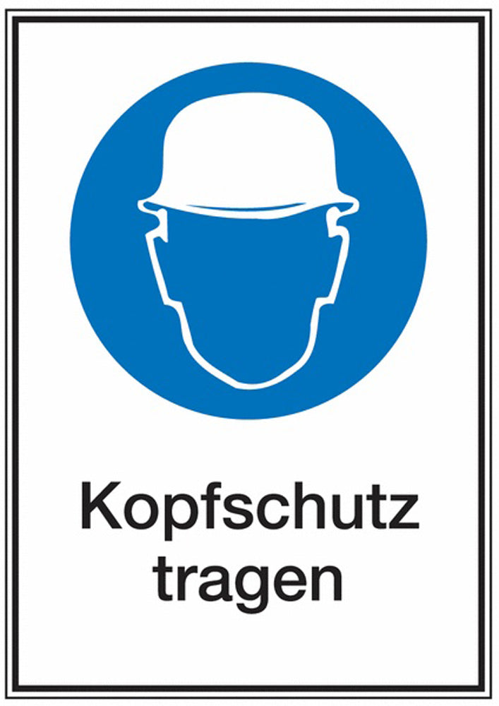 GLOBAL CARTELLO SEGNALETICO - Kopfschutz tragen - Adesivo Extra Resistente, Pannello in Forex, Pannello In Alluminio