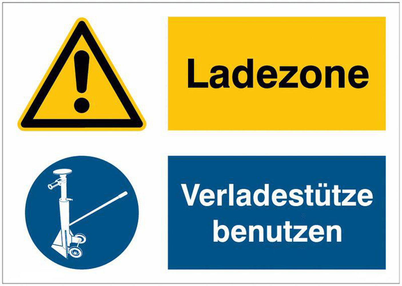 GLOBAL CARTELLO SEGNALETICO - Ladezone Verladestütze benutzen - Adesivo Extra Resistente, Pannello in Forex, Pannello In Alluminio