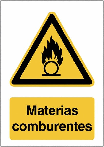 GLOBAL CARTELLO SEGNALETICO - Materias comburentes - Adesivo Extra Resistente, Pannello in Forex, Pannello In Alluminio