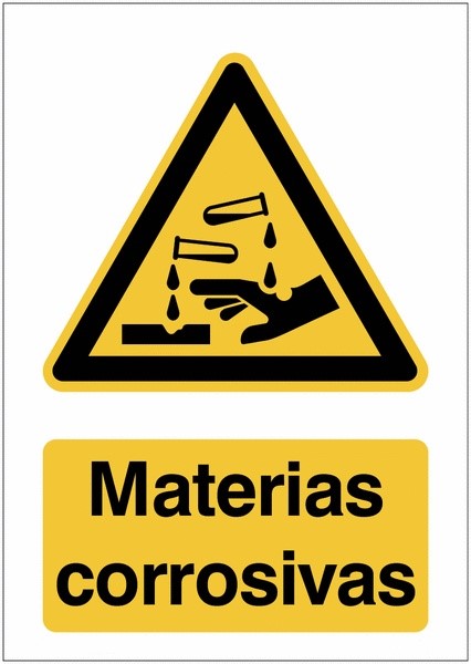 GLOBAL CARTELLO SEGNALETICO - Materias corrosivas - Adesivo Extra Resistente, Pannello in Forex, Pannello In Alluminio