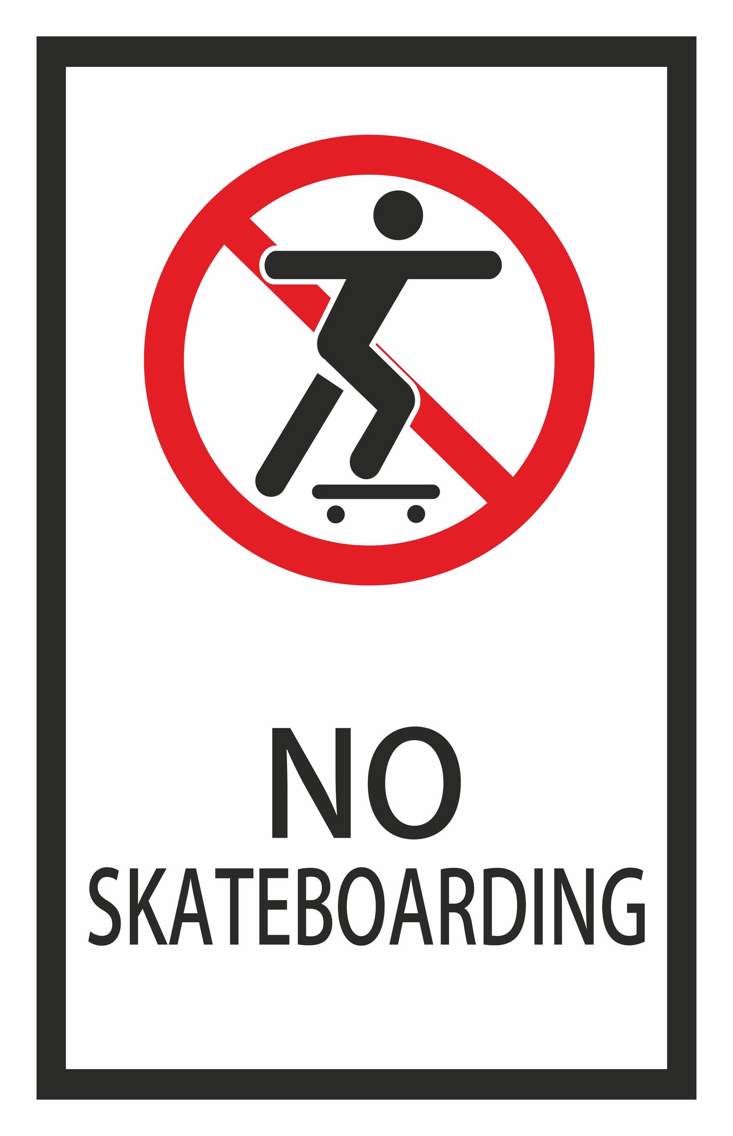 GLOBAL CARTELLO SEGNALETICO - NO SKATEBOARDING - Adesivo Extra Resistente, Pannello in Forex, Pannello In Alluminio