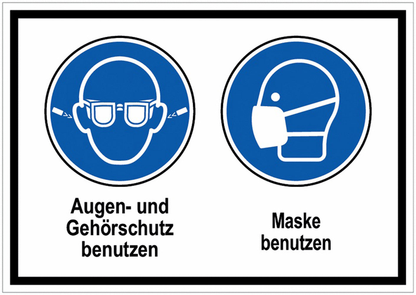 GLOBAL CARTELLO SEGNALETICO - Ohrstöpsel und Augenschutz-Maske benutzen - Adesivo Extra Resistente, Pannello in Forex, Pannello In Alluminio
