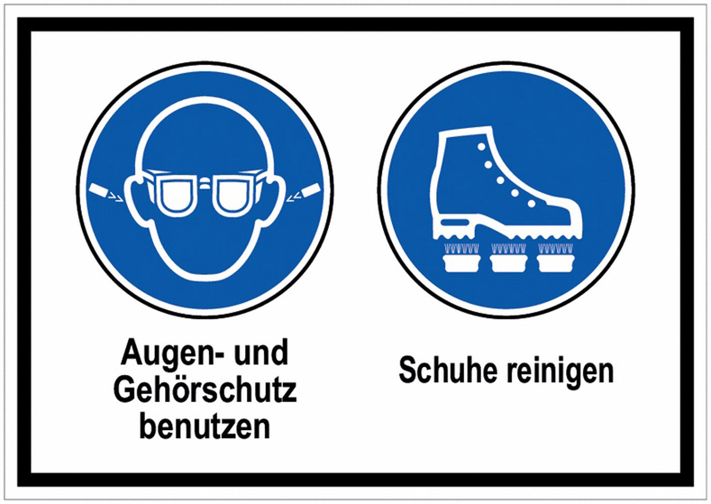 GLOBAL CARTELLO SEGNALETICO - Ohrstöpsel und Augenschutz benutzen-Schuhe reinigen - Adesivo Extra Resistente, Pannello in Forex, Pannello In Alluminio