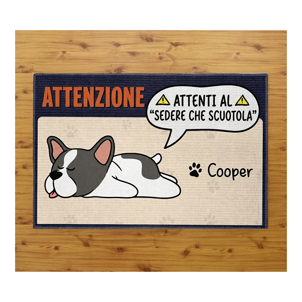 Tappeto zerbino personalizzato - ATTENZIONE ATTENTI AL SEDERE CHE SCUOTOLA - con stampa ad alta qualità, ideale per ingressi