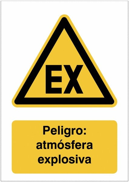 GLOBAL CARTELLO SEGNALETICO - Peligro Atmósfera explosiva - Adesivo Extra Resistente, Pannello in Forex, Pannello In Alluminio