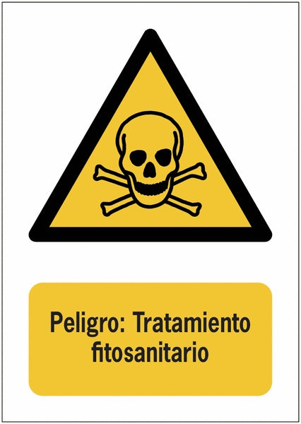 GLOBAL CARTELLO SEGNALETICO - Peligro Tratamiento fitosanitario - Adesivo Extra Resistente, Pannello in Forex, Pannello In Alluminio