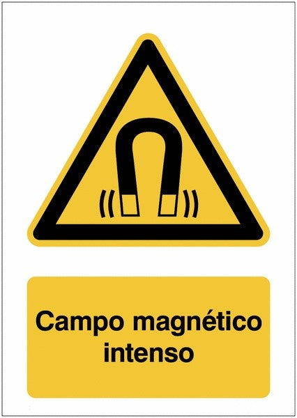 GLOBAL CARTELLO SEGNALETICO - Peligro campo magnético - Adesivo Extra Resistente, Pannello in Forex, Pannello In Alluminio