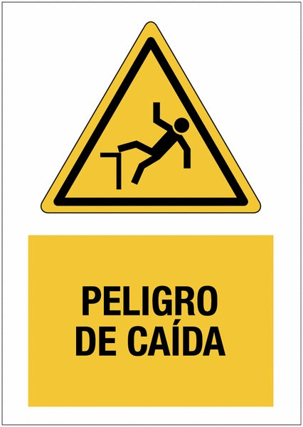 GLOBAL CARTELLO SEGNALETICO - Peligro de caída - Adesivo Extra Resistente, Pannello in Forex, Pannello In Alluminio