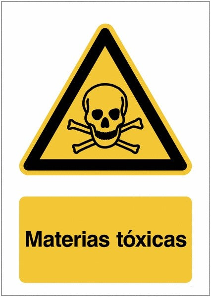 GLOBAL CARTELLO SEGNALETICO - Peligro materiales tóxicos - Adesivo Extra Resistente, Pannello in Forex, Pannello In Alluminio
