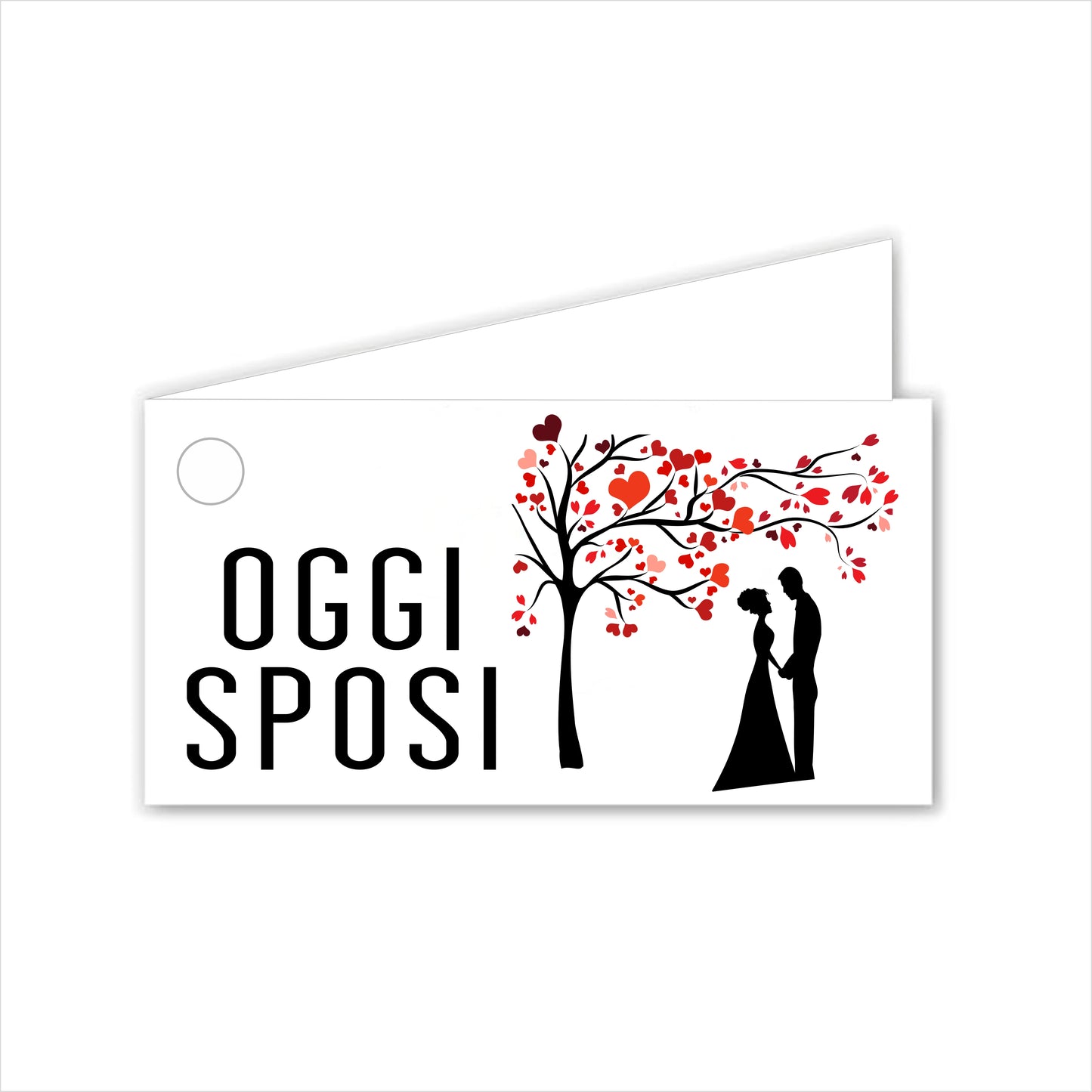 GLOBAL Bigliettini Bomboniera per Matrimonio Personalizzato - OGGI SPOSI MOD 2 - Bigliettini Bomboniera con piega, Bigliettini Bomboniera tondo, Personalizzati con Nome e Data, MADE IN ITALY