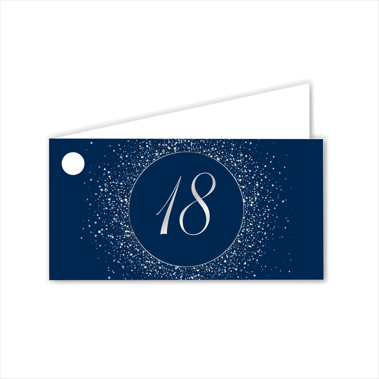 GLOBAL Bigliettini Bomboniera per Compleanno Personalizzato - 18 ANNI BLU - Bigliettini Bomboniera con piega, Bigliettini Bomboniera tondo, Personalizzati con Nome e Data, MADE IN ITALY