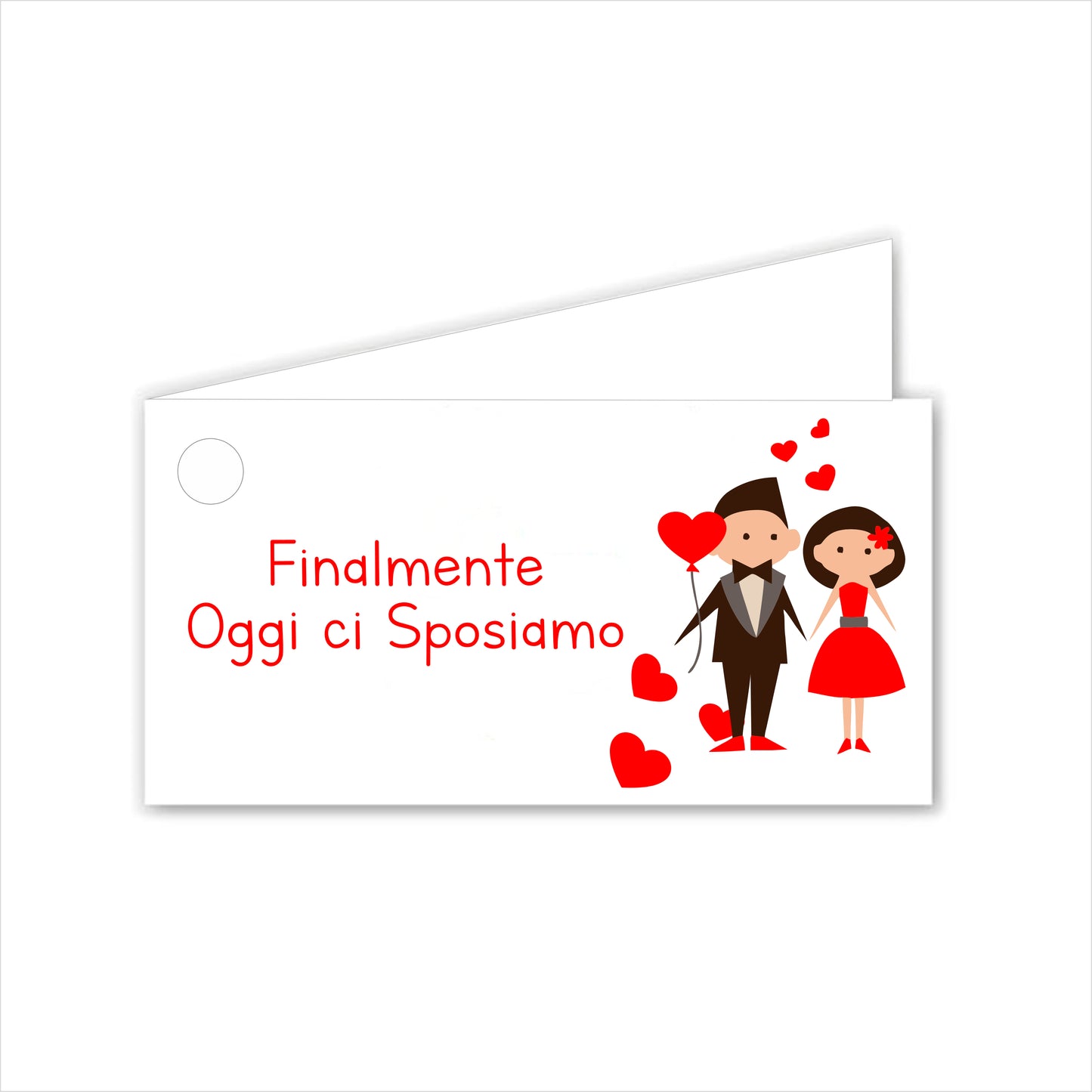 GLOBAL Bigliettini Bomboniera per Matrimonio Personalizzato - FINALMENTE OGGI CI SPOSIAMO - Bigliettini Bomboniera con piega, Bigliettini Bomboniera tondo, Personalizzati con Nome e Data, MADE IN ITALY