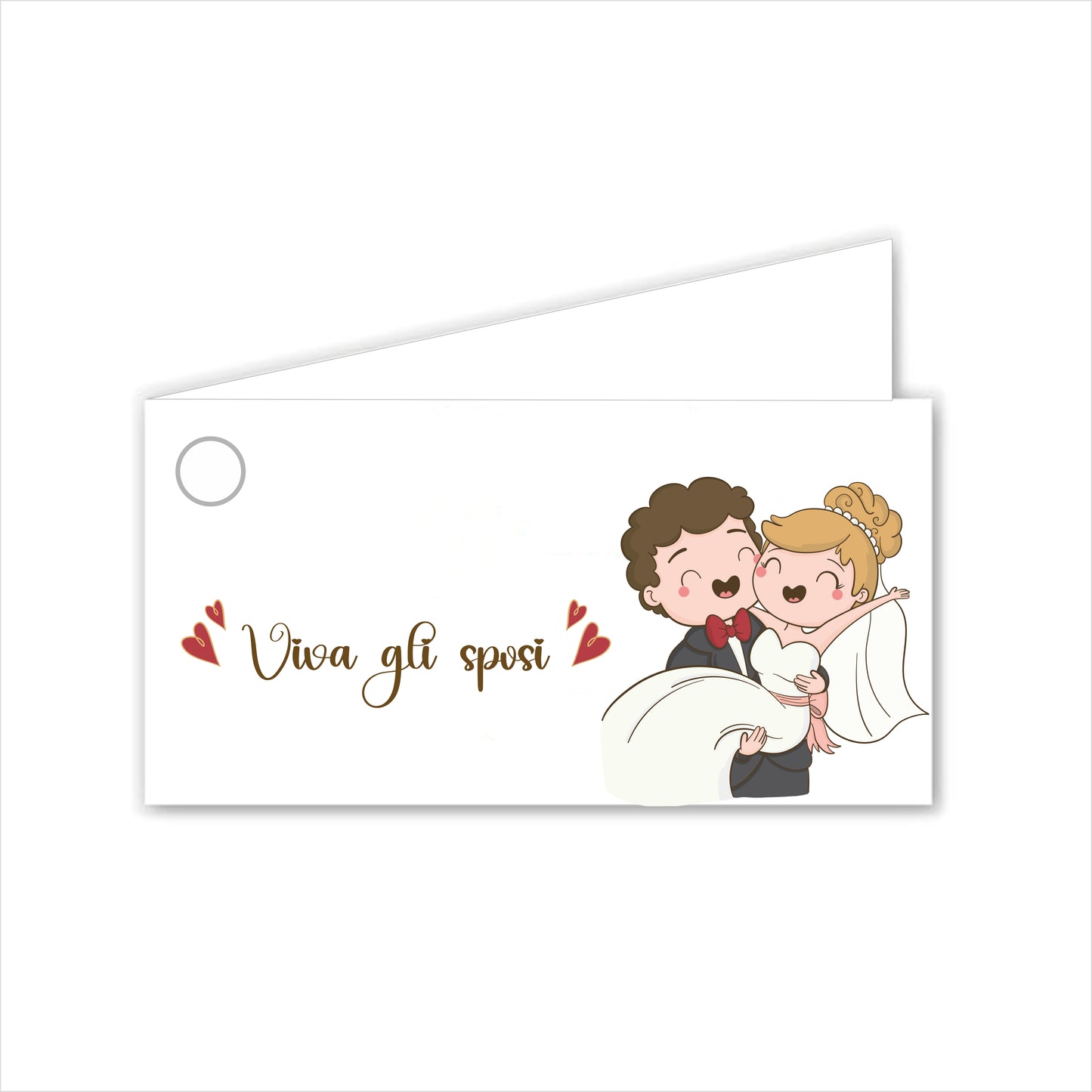 GLOBAL Bigliettini Bomboniera per Matrimonio Personalizzato - VIVA GLI SPOSI - Bigliettini Bomboniera con piega, Bigliettini Bomboniera tondo, Personalizzati con Nome e Data, MADE IN ITALY