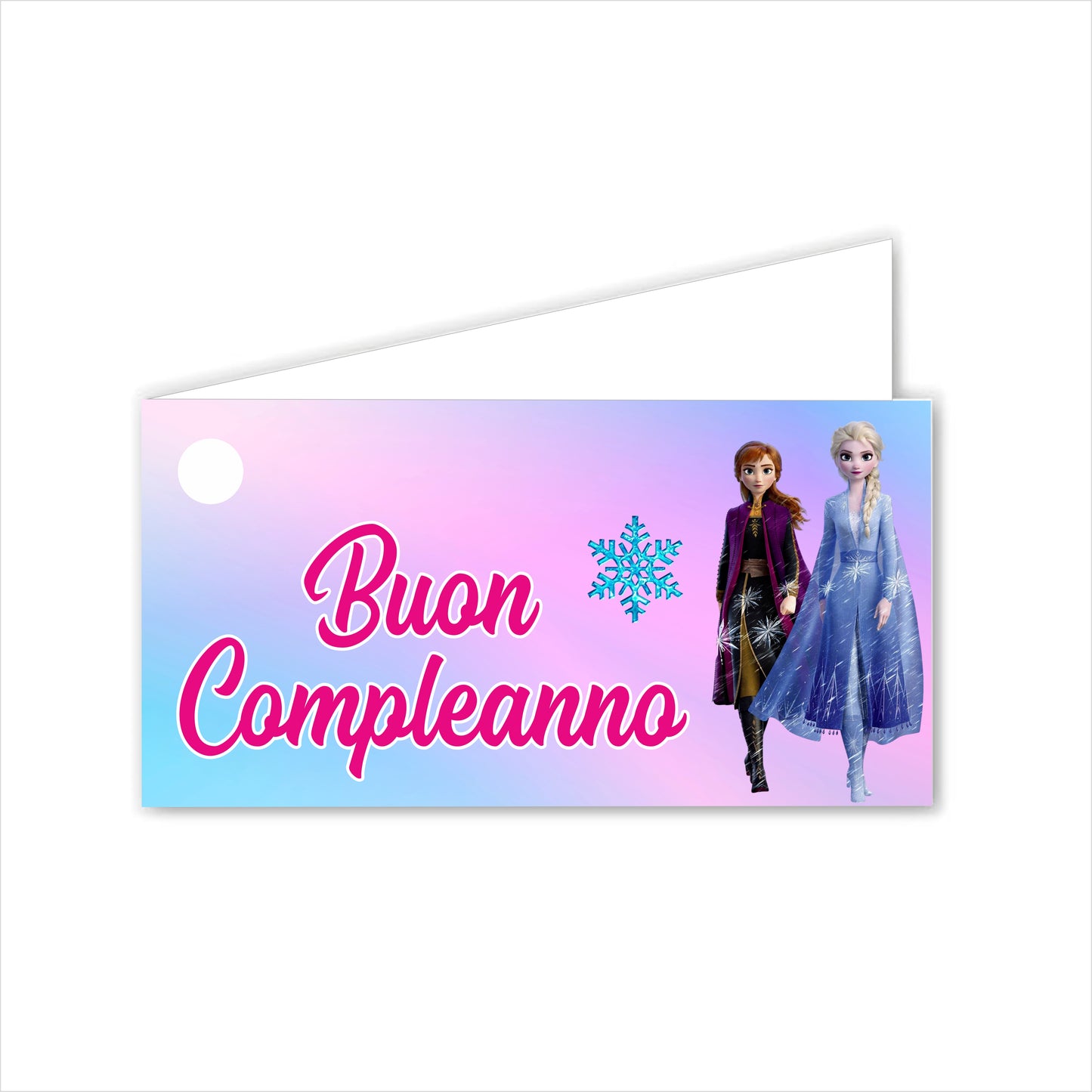 GLOBAL Bigliettini Bomboniera per Compleanno Personalizzato - FROZEN - Bigliettini Bomboniera con piega, Bigliettini Bomboniera tondo, Personalizzati con Nome e Data, MADE IN ITALY