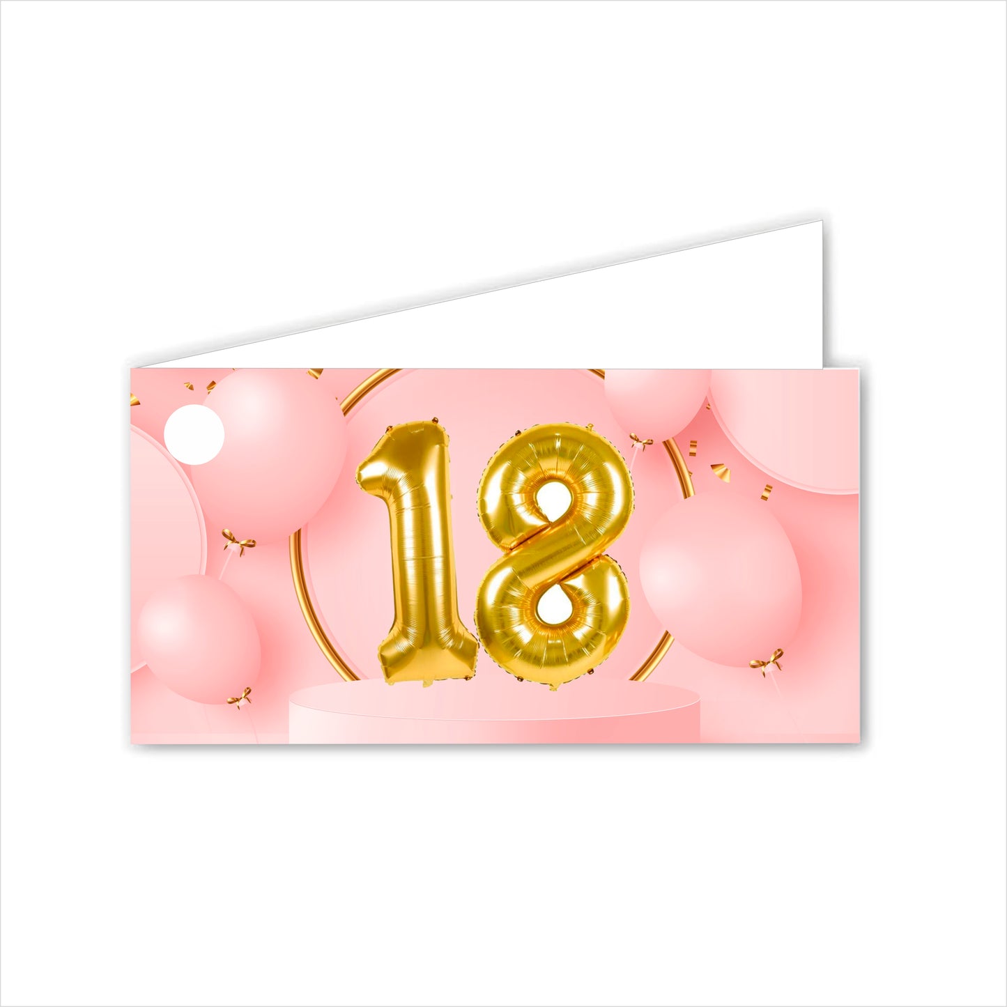 GLOBAL Bigliettini Bomboniera per Compleanno Personalizzato - 18 ANNI ROSA - Bigliettini Bomboniera con piega, Bigliettini Bomboniera tondo, Personalizzati con Nome e Data, MADE IN ITALY