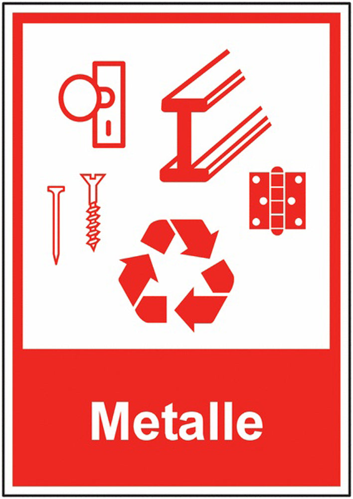 GLOBAL CARTELLO SEGNALETICO - Recycling-Piktogramm-Schilder Metalle - Adesivo Extra Resistente, Pannello in Forex, Pannello In Alluminio