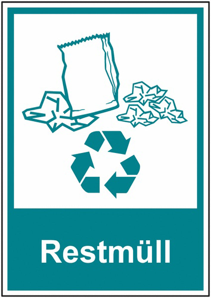 GLOBAL CARTELLO SEGNALETICO - Restmüll - Adesivo Extra Resistente, Pannello in Forex, Pannello In Alluminio