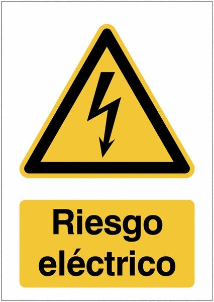 GLOBAL CARTELLO SEGNALETICO - Riesgo eléctrico - Adesivo Extra Resistente, Pannello in Forex, Pannello In Alluminio