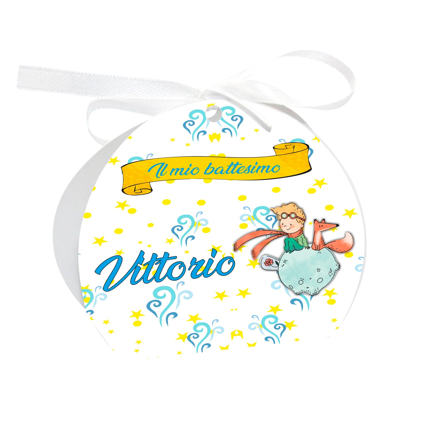 GLOBAL Scatole Portaconfetti per Battesimo Personalizzate - PICCOLO PRINCIPE - Scatoline Bomboniere battesimo con nastrino personalizzato MADE IN ITALY