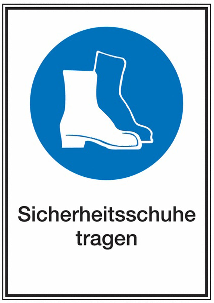 GLOBAL CARTELLO SEGNALETICO - Sicherheitsschuhe tragen - Adesivo Extra Resistente, Pannello in Forex, Pannello In Alluminio