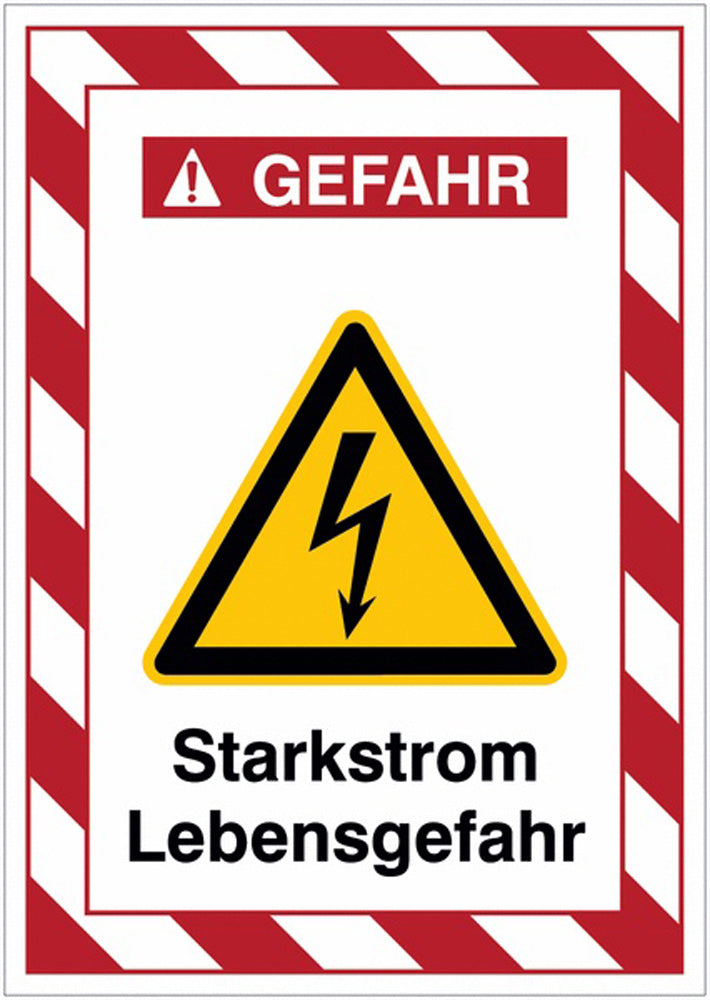 GLOBAL CARTELLO SEGNALETICO - Starkstrom Lebensgefahr - Adesivo Extra Resistente, Pannello in Forex, Pannello In Alluminio