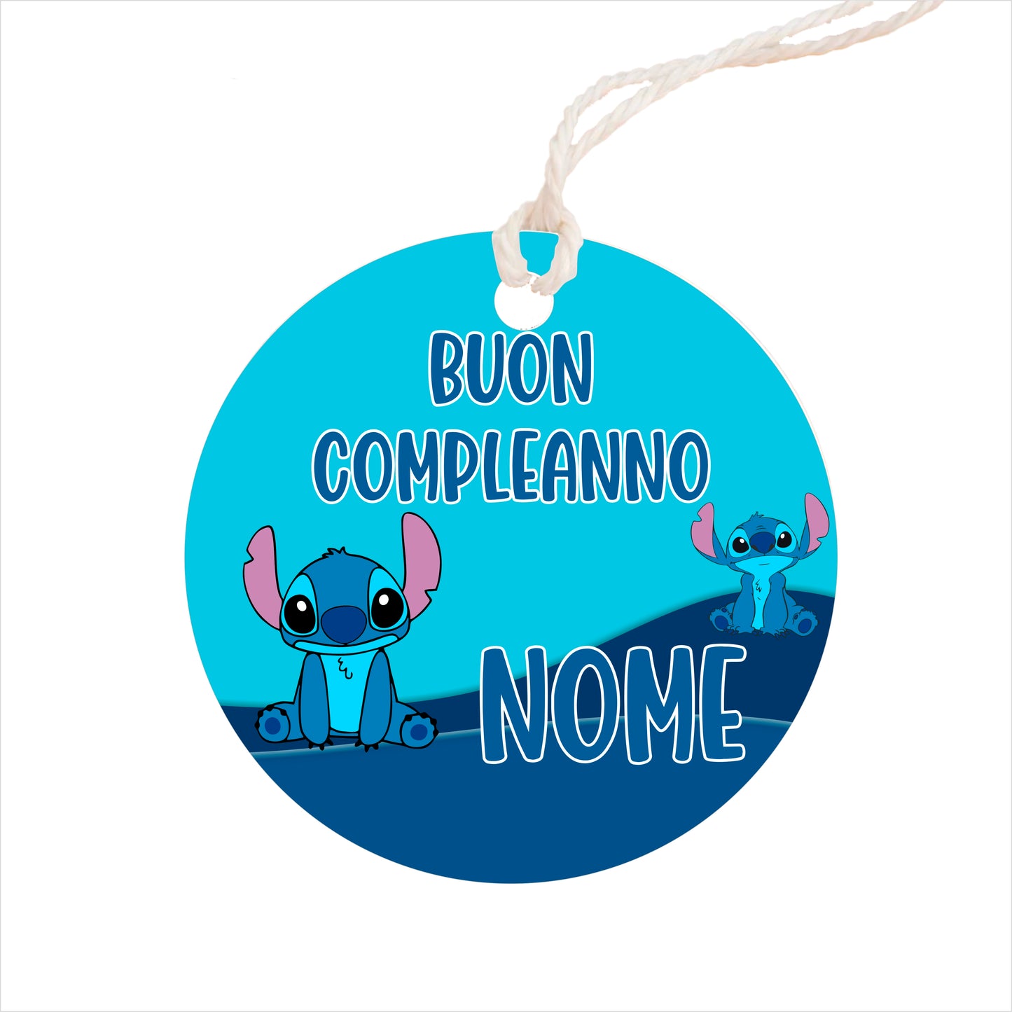 GLOBAL Bigliettini Bomboniera per Compleanno Personalizzato - LILO E STITCH - Bigliettini Bomboniera con piega, Bigliettini Bomboniera tondo, Personalizzati con Nome e Data, MADE IN ITAL