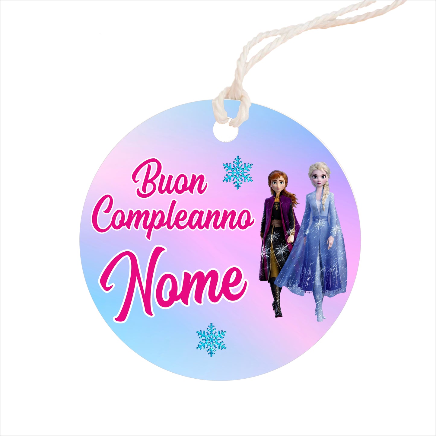 GLOBAL Bigliettini Bomboniera per Compleanno Personalizzato - FROZEN - Bigliettini Bomboniera con piega, Bigliettini Bomboniera tondo, Personalizzati con Nome e Data, MADE IN ITALY