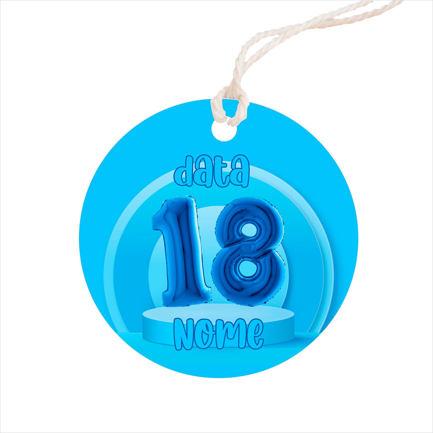 GLOBAL Bigliettini Bomboniera per Compleanno Personalizzato - 18 ANNI BLU mod 2 - Bigliettini Bomboniera con piega, Bigliettini Bomboniera tondo, Personalizzati con Nome e Data, MADE IN ITALY