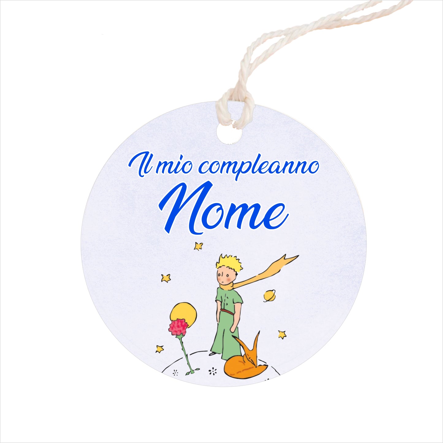 GLOBAL Bigliettini Bomboniera per Compleanno Personalizzato - IL PICCOLO PRINCIPE - Bigliettini Bomboniera con piega, Bigliettini Bomboniera tondo, Personalizzati con Nome e Data, MADE IN ITALY