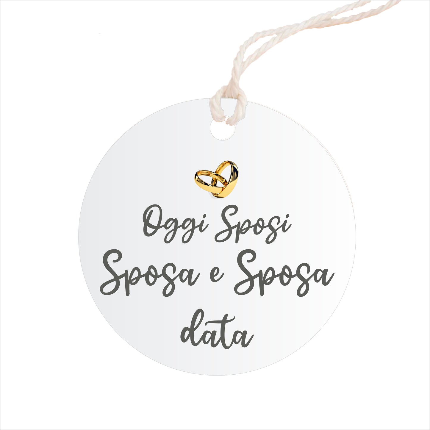 GLOBAL Bigliettini Bomboniera per Matrimonio Personalizzato - OGGI SPOSI MOD 4 - Bigliettini Bomboniera con piega, Bigliettini Bomboniera tondo, Personalizzati con Nome e Data, MADE IN ITALY