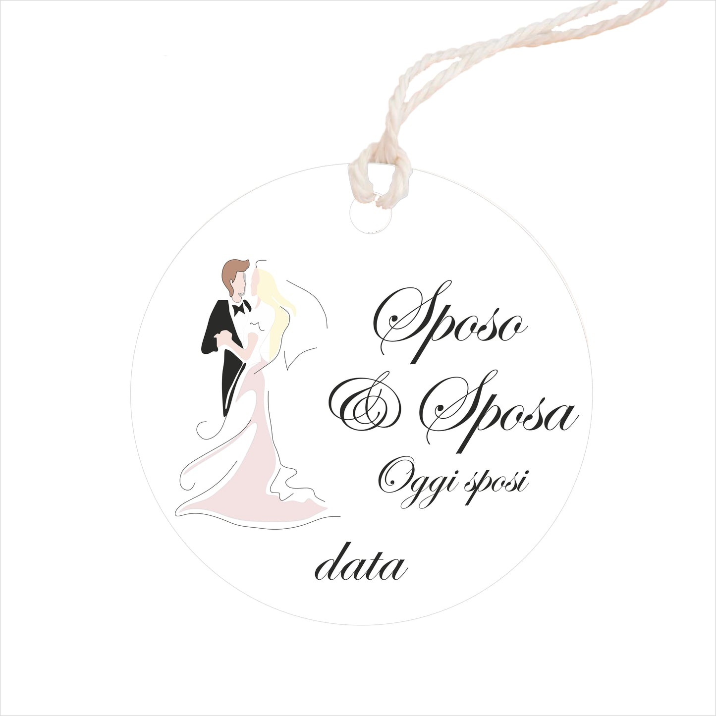 GLOBAL Bigliettini Bomboniera per Matrimonio Personalizzato - OGGI SPOSI MOD 5 - Bigliettini Bomboniera con piega, Bigliettini Bomboniera tondo, Personalizzati con Nome e Data, MADE IN ITALY