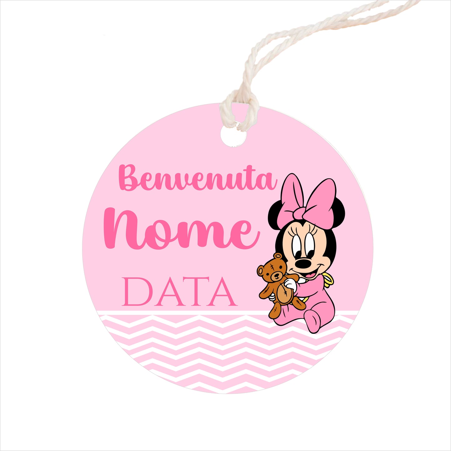 GLOBAL Bigliettini Bomboniera per Nascita Personalizzato - BABY TOPOLINA - Bigliettini Bomboniera con piega, Bigliettini Bomboniera tondo, Personalizzati con Nome e Data, MADE IN ITALY