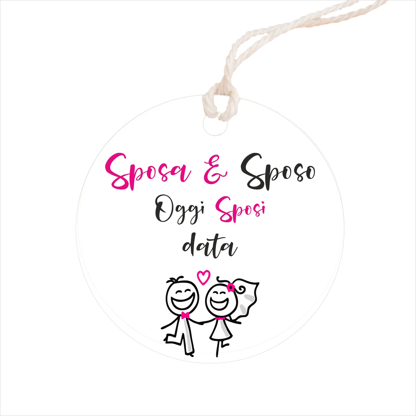 GLOBAL Bigliettini Bomboniera per Matrimonio Personalizzato - OGGI SPOSI MOD 3 - Bigliettini Bomboniera con piega, Bigliettini Bomboniera tondo, Personalizzati con Nome e Data, MADE IN ITALY