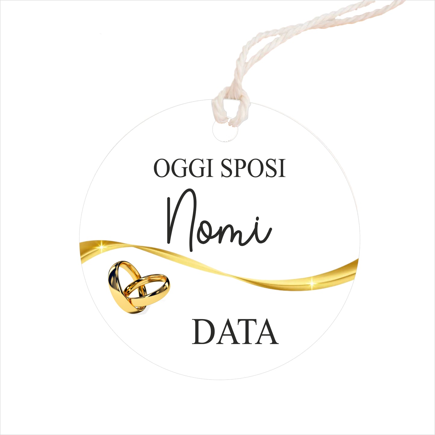 GLOBAL Bigliettini Bomboniera per Matrimonio Personalizzato - OGGI SPOSI - Bigliettini Bomboniera con piega, Bigliettini Bomboniera tondo, Personalizzati con Nome e Data, MADE IN ITALY