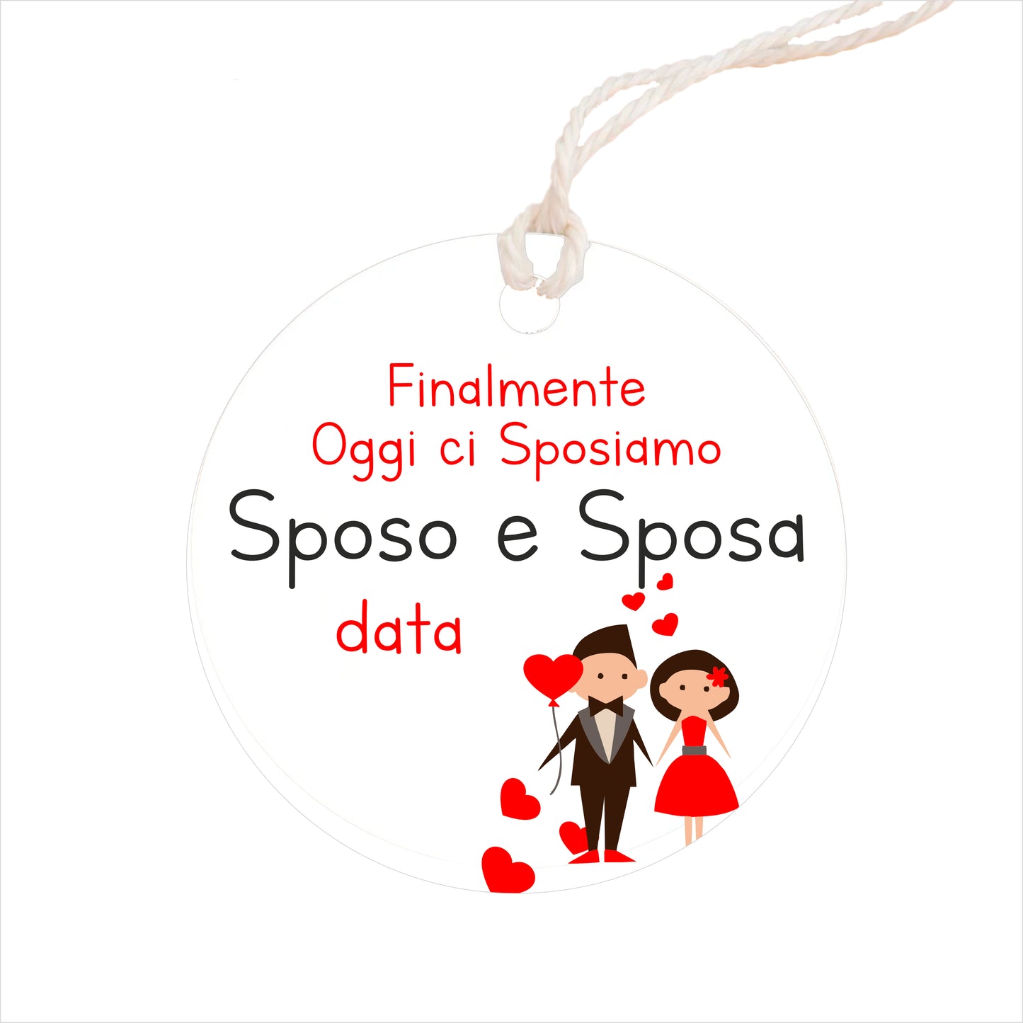 GLOBAL Bigliettini Bomboniera per Matrimonio Personalizzato - FINALMENTE OGGI CI SPOSIAMO - Bigliettini Bomboniera con piega, Bigliettini Bomboniera tondo, Personalizzati con Nome e Data, MADE IN ITALY