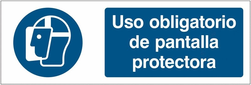 GLOBAL CARTELLO SEGNALETICO UNI - Uso obligatorio de pantalla protectora - Adesivo Extra Resistente, Pannello in Forex, Pannello In Alluminio