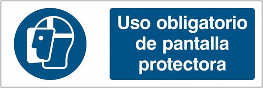 GLOBAL CARTELLO SEGNALETICO UNI - Uso obligatorio de pantalla protectora - Adesivo Extra Resistente, Pannello in Forex, Pannello In Alluminio